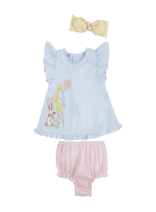 Mud Pie Baby Floral Bunny Pinafore Set, 3-6M