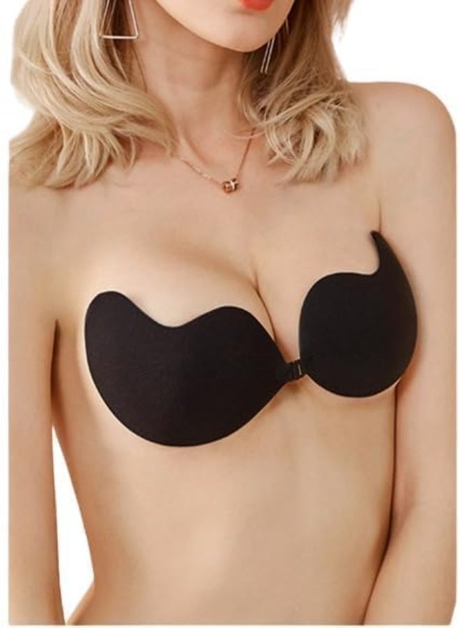 aeen Invisible Strapless Adhesive Bra Size D – Black Color with Secure Comfort and Elegant Look - Image 1