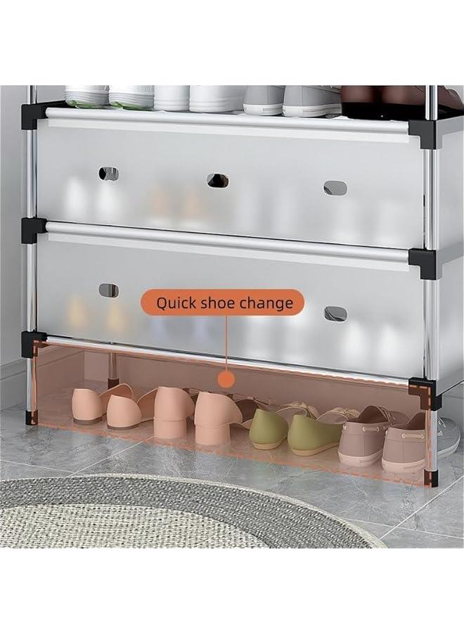 بيوينتي رف احذية، منظم احذية من 6 طبقات، تخزين احذية قائم بذاته، رف احذية مقاوم للغبار، خزانة احذية واقفة ضيقة، رف احذية للمدخل، سبيكة صلب، ابيض - Image 5