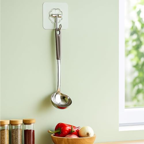 Fuelbyte Wall Hooks for Photo Frames - Adhesive Wall Hooks Heavy Duty, No Drill Hooks for Hanging Strong 5KG - Stick On Hooks for Wall Hangers for Room, Stainless Steel, Transparent (Flower Hook, 10) - Image 5