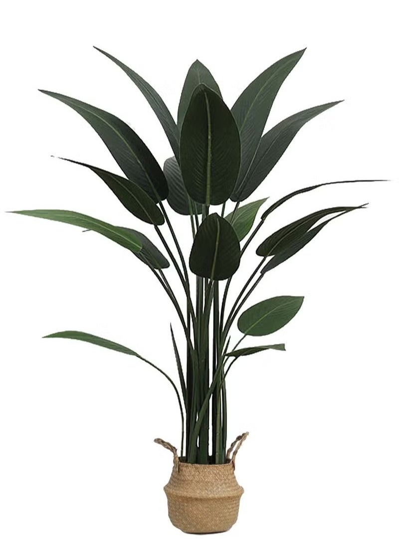 XiuWoo 110cm Artificial Tree Potted Faux Tree Decorative Greenery Realistic Strelitzia with Plastic Pot for Home Decoration Office Indoor Outdoor Balcony Living Room  - Image 1