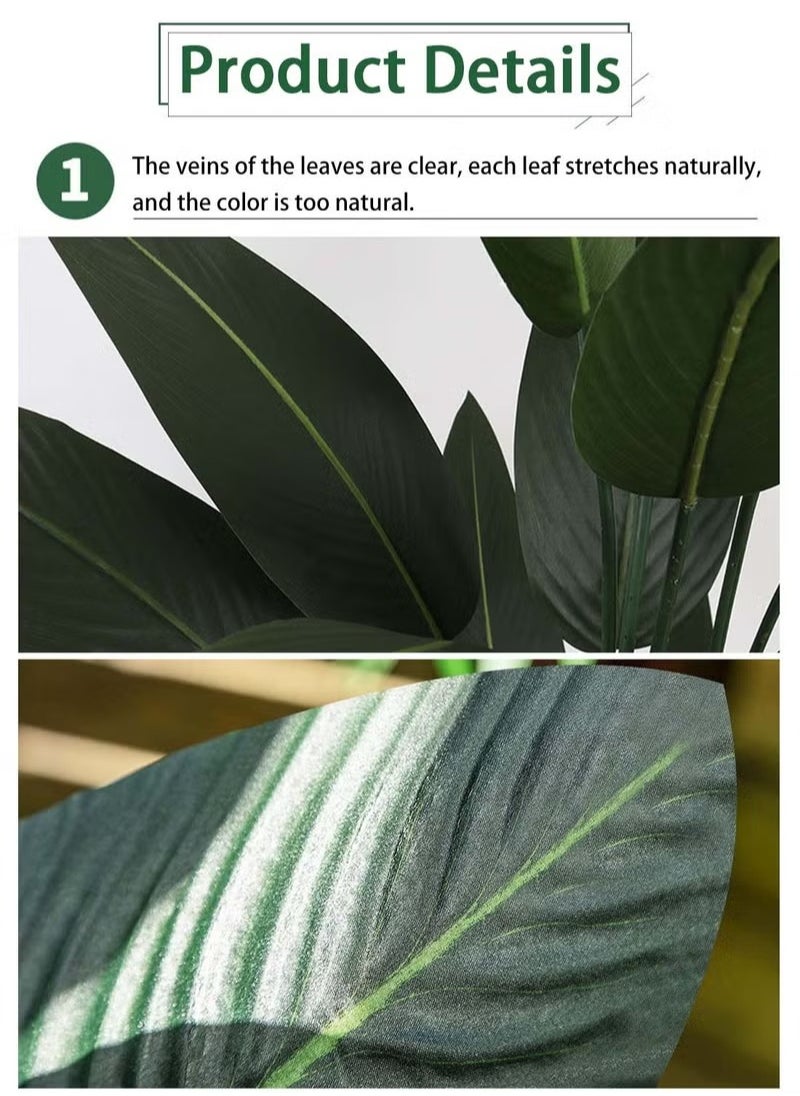 XiuWoo 110cm Artificial Tree Potted Faux Tree Decorative Greenery Realistic Strelitzia with Plastic Pot for Home Decoration Office Indoor Outdoor Balcony Living Room  - Image 4
