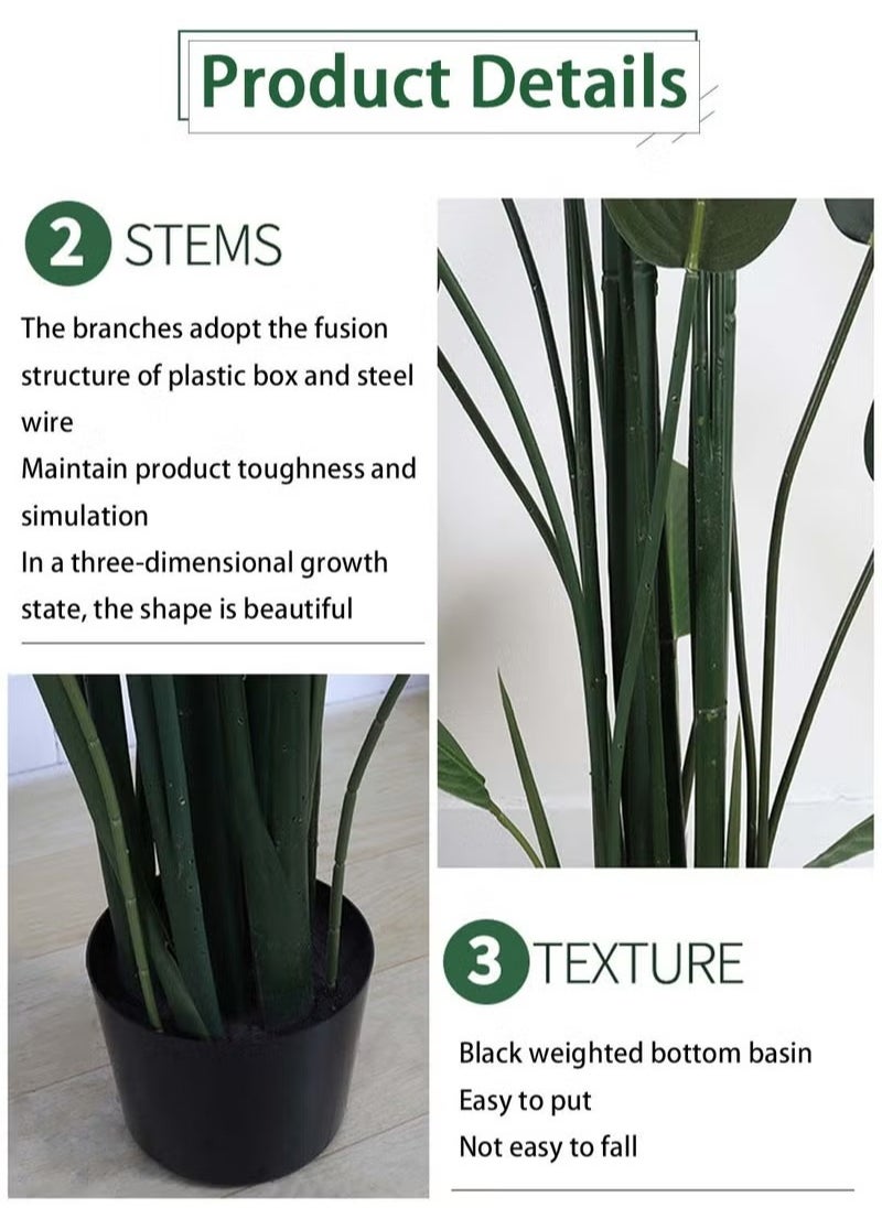 XiuWoo 110cm Artificial Tree Potted Faux Tree Decorative Greenery Realistic Strelitzia with Plastic Pot for Home Decoration Office Indoor Outdoor Balcony Living Room  - Image 5