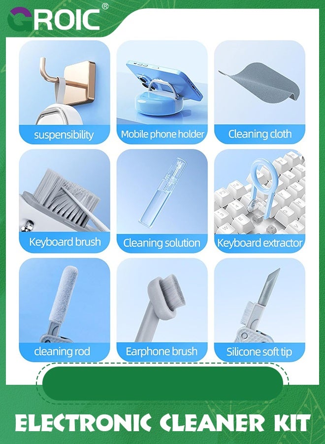 GROIC Electronic Cleaner Kit,10-In-1 Screen Dirt Remover with Spray and Microfiber Cloth, Portable Laptop Accessories for on Computer Screen, Keyboard Kit Brush, Earbud - Image 4