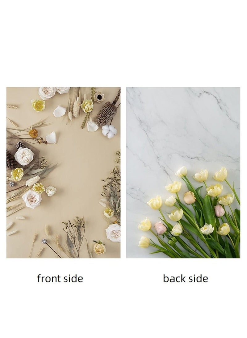Generic - 60*90 Photography Background Double Sided 2 Patterns Waterproof Premium Texture Backdrop Wall Video Displaying Props for ins Style Jewelry/Food Photoshoots (tulip) - Image 1