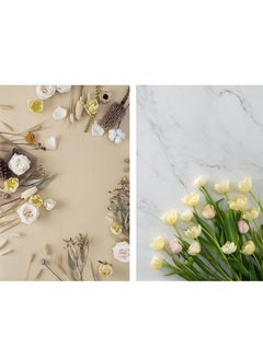 Generic 60*90 Photography Background Double Sided 2 Patterns Waterproof Premium Texture Backdrop Wall Video Displaying Props for ins Style Jewelry/Food Photoshoots (tulip)  - Image 1