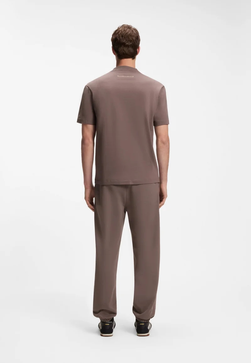 HUGO Brown Relaxed-fit T-shirt with zigzag stitching detail for Men | Best Price UAE