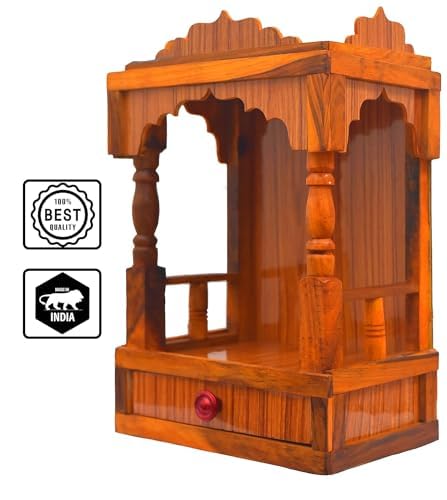 SLPL skylight SLPL skylight shivji Beautiful Wooden Pooja Stand for Home Mandir for Home Temple for Home and Office Puja Mandir for Home and Also Both Wall Hanging Temple H 45 L 32 W22 cm 1kg  - Image 2