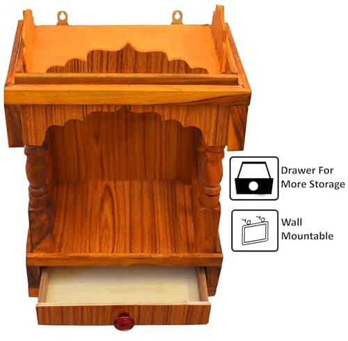 SLPL skylight SLPL skylight shivji Beautiful Wooden Pooja Stand for Home Mandir for Home Temple for Home and Office Puja Mandir for Home and Also Both Wall Hanging Temple H 45 L 32 W22 cm 1kg  - Image 3