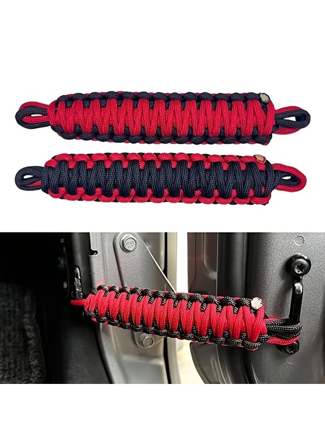 2pcs Black Blue Heavy Duty Door Limit Straps Compatible With CJYJTJJK JKU JL TJ JK JL JT Models 1997 To 2024 Retractable Handcrafted Door Check Straps - Image 1