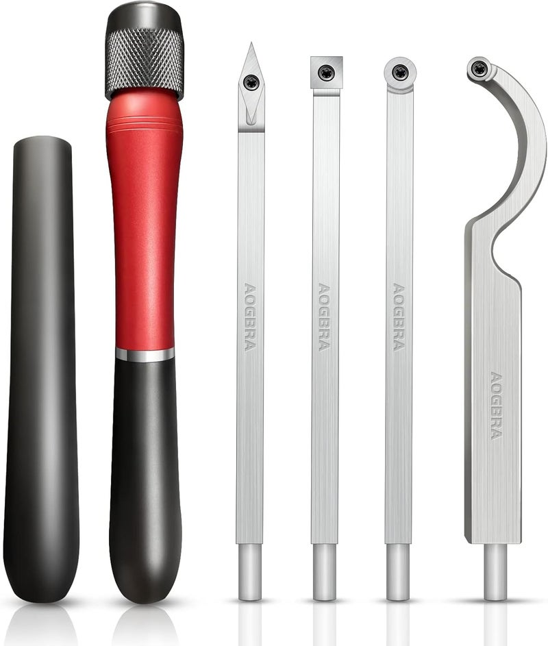 Aogbra Carbide Wood Lathe Turning Tools, Quick Replacement Turning Tools Set, Latest Version Lathe Full Size Rougher Finisher Swan Neck Hollowing Tools - Image 1