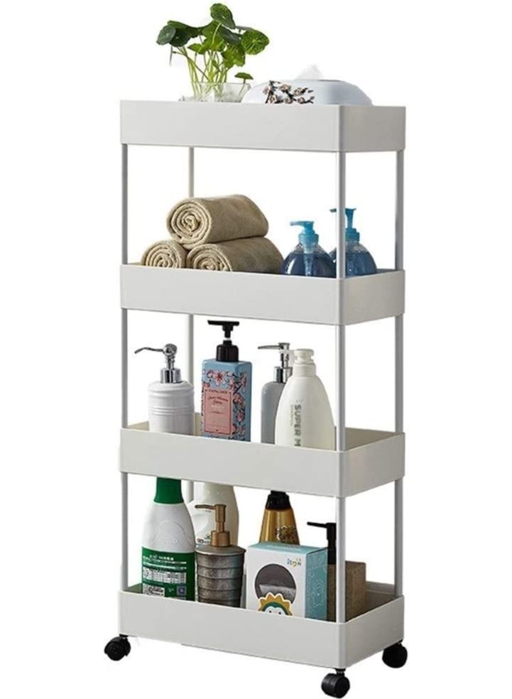DubaiGallery 4 Layer Kitchen Storage Trolley Rack with Caster Wheels Plastic Kitchen - Image 2