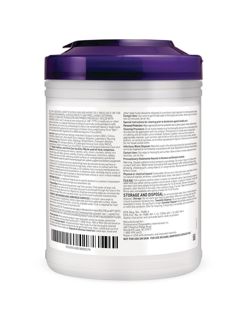 PDI Super Sani-Cloth Germicidal Disposable Wipe, Hospital Grade Disinfection, 160 Large 6" x 6.75" Wipes Each, Case of 12 Canisters - Image 3