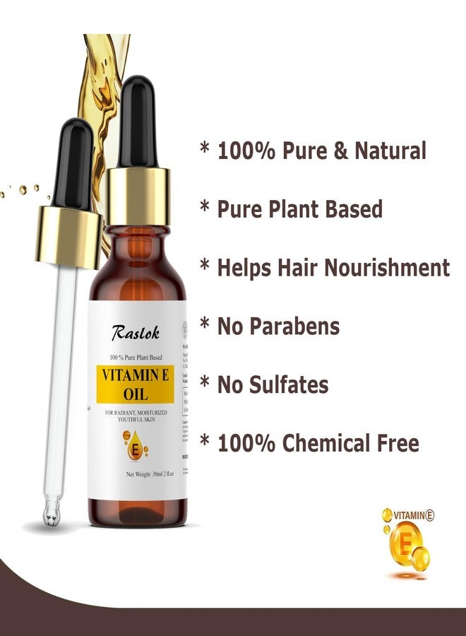 Raslok 100% Pure Plant-Based Vitamin E Oil Helps Nourish and Moisturize Skin for a Soft| Radiant, and Youthful Appearance | Supports Healthy-Looking Skin and Hair | 2 Fl.oz - 30ml - Image 2