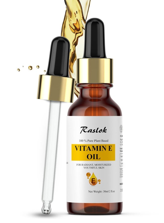 Raslok 100% Pure Plant-Based Vitamin E Oil Helps Nourish and Moisturize Skin for a Soft| Radiant, and Youthful Appearance | Supports Healthy-Looking Skin and Hair | 2 Fl.oz - 30ml - Image 1
