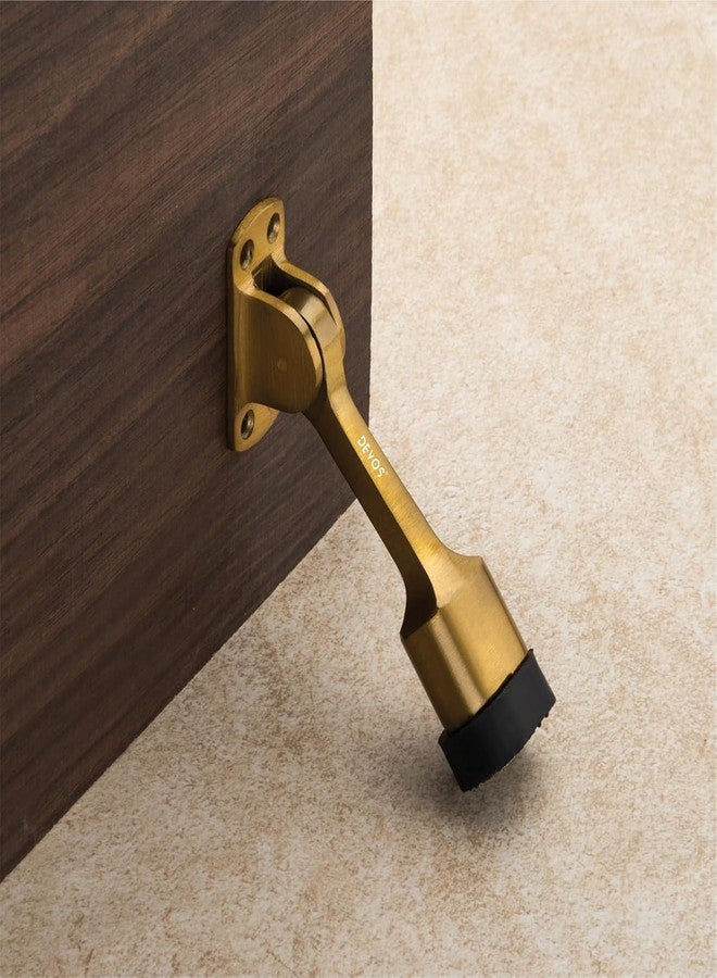 DEVOS Antique Brass Gate Door Stopper for Main Door with Rubber Grip | Long Door Stopper for Wooden Door (Set of 4) - Image 4