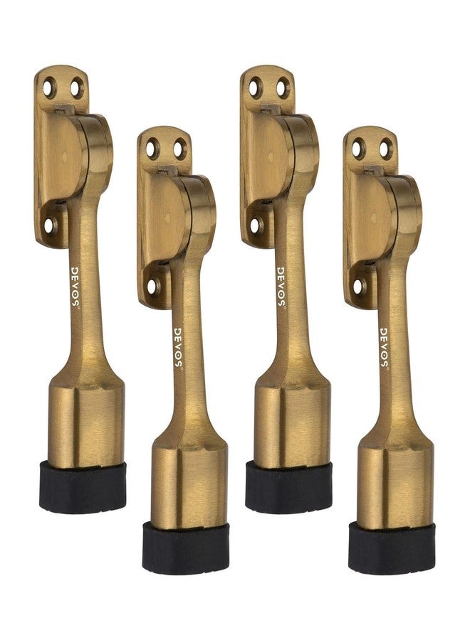 DEVOS Antique Brass Gate Door Stopper for Main Door with Rubber Grip | Long Door Stopper for Wooden Door (Set of 4) - Image 1