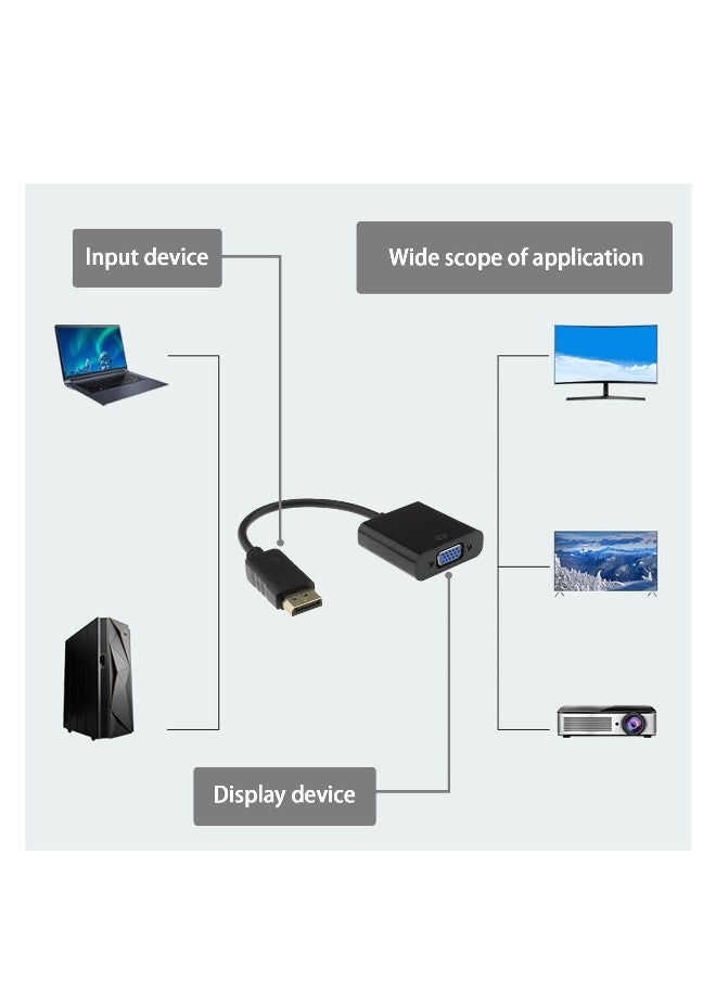 ماركة غير محددة محول DisplayPort إلى VGA، موصل DP مطلي بالذهب للعرض الذكري إلى عرض أنثوي VGA، سهل الاستخدام، صغير وخفيف، كابل محول للشاشة لأجهزة الكمبيوتر المكتبية والمحمولة وجهاز العرض  - Image 3