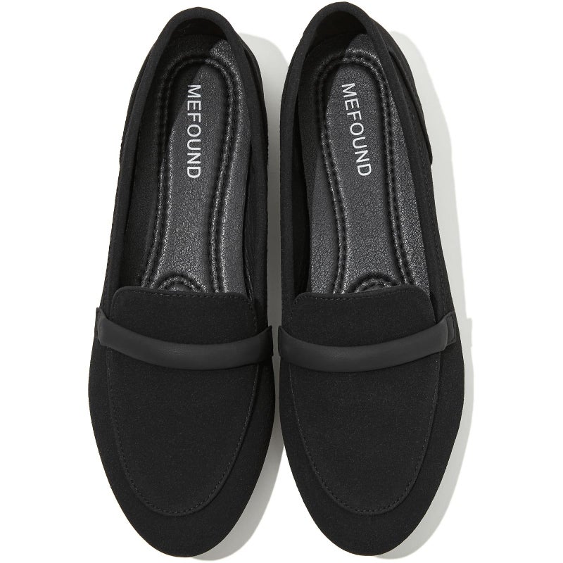 MEFOUND Women's Flats Shoes Ballet Flats Fashion Round Toe Comfortable Flats Dressy Slip on Loafers for Women (Black,US9.5) - Image 1