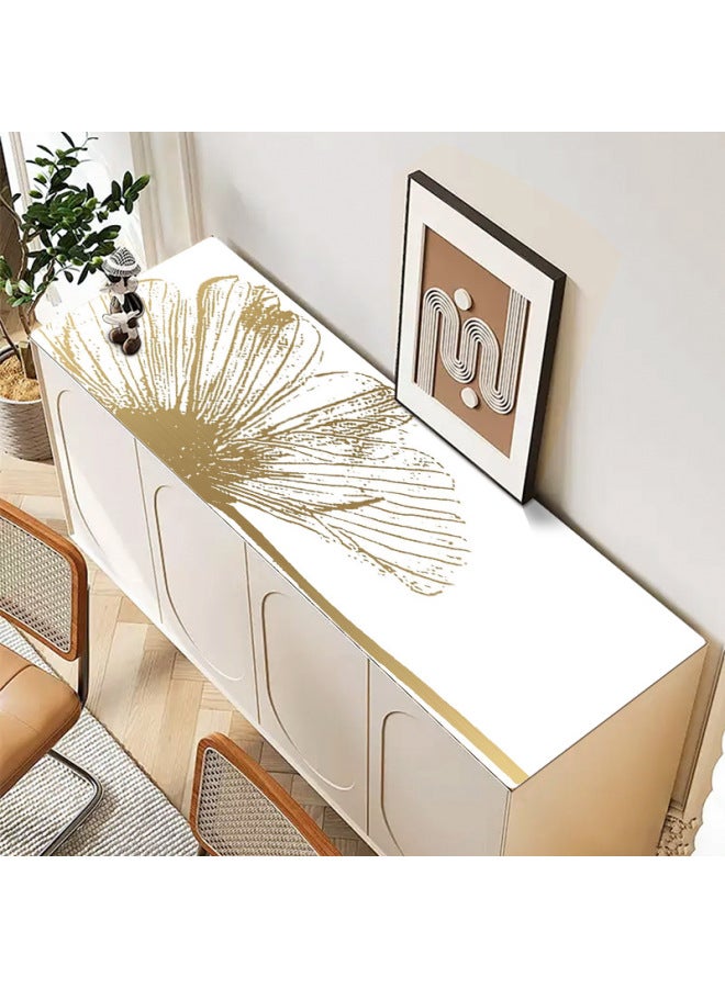 Chinese-style Desktop Coffee Table TV Cabinet Mat Household Oil-proof Anti-fouling Anti-scalding Mat Pu Easy-to-Clean Leather Long Table Mat-Color:120x50CM-Pattern:HC063 - Image 1