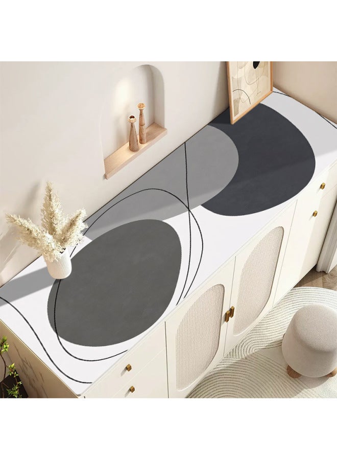 Chinese-style Desktop Coffee Table TV Cabinet Mat Household Oil-proof Anti-fouling Anti-scalding Mat Pu Easy-to-Clean Leather Long Table Mat-Color:120x50CM-Pattern:HC063 - Image 3