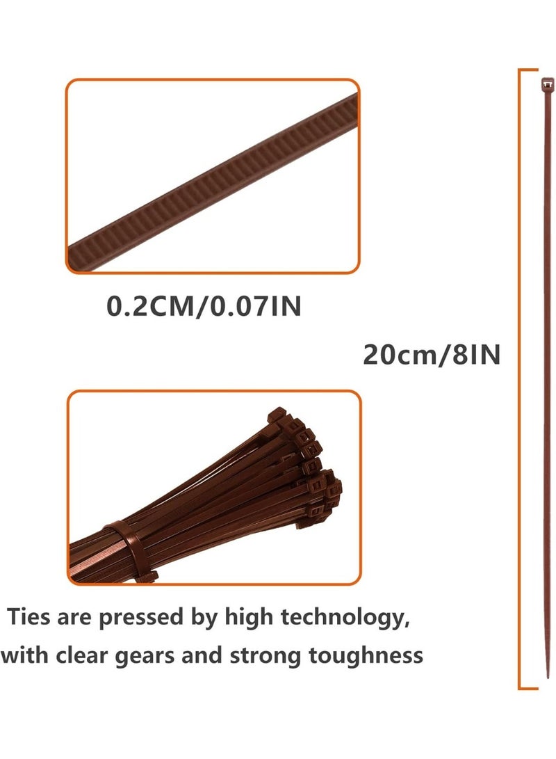 Cable Zip Ties 7.87Inch Durability Self-locking Nylon Tie For Indoor And Outdoor Use(3 * 200 Brown*100) - Image 2