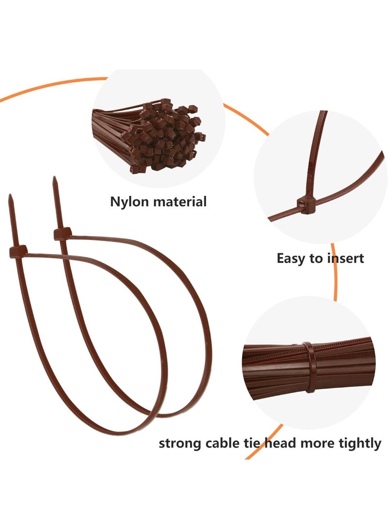 Cable Zip Ties 7.87Inch Durability Self-locking Nylon Tie For Indoor And Outdoor Use(3 * 200 Brown*100) - Image 3