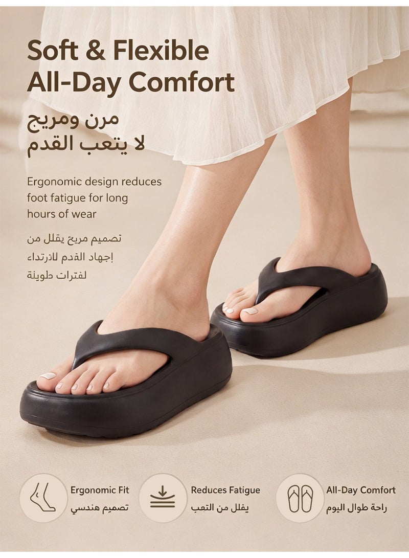 GUOLUOFEI Women's Platform Flip Flops, Casual Wedges Sandals With Arch Support, Summer Chunky Heeled Slides, Beach Thong Slippers - Image 2