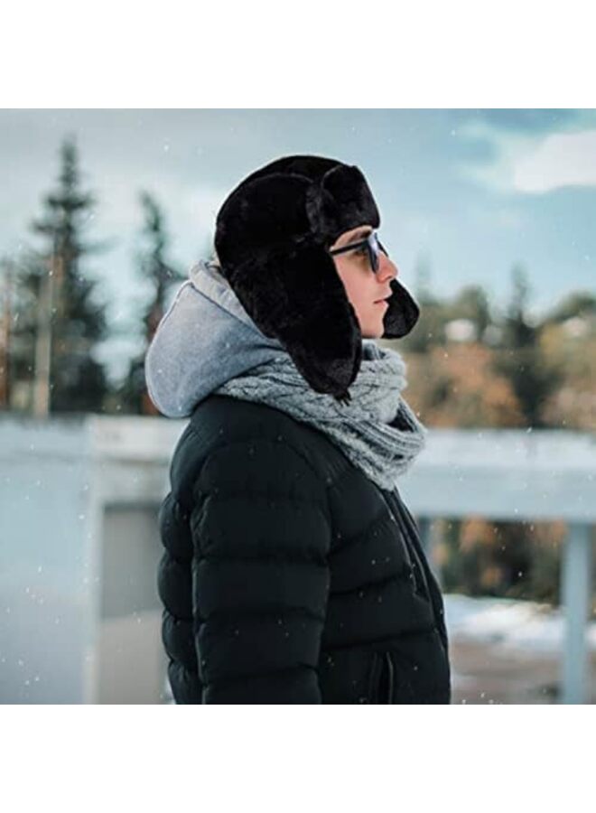 قبعات شتوية للرجال والنساء، قبعات شتوية من Ushanka Trapper مع غطاء للأذنين، دافئة للأولاد والبنات البالغين، لون بيج، مقاس واحد - Image 2