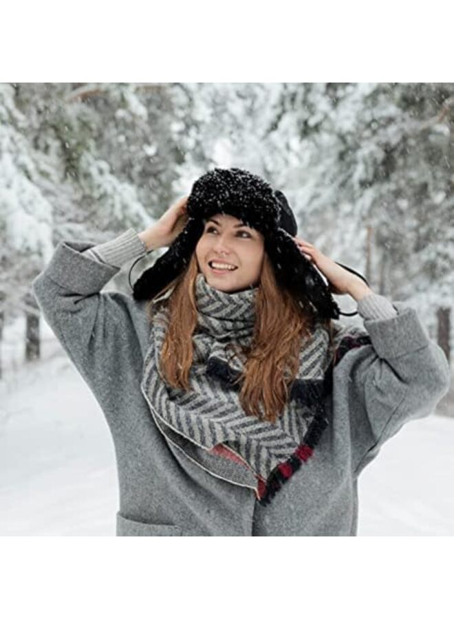 قبعات شتوية للرجال والنساء، قبعات شتوية من Ushanka Trapper مع غطاء للأذنين، دافئة للأولاد والبنات البالغين، لون بيج، مقاس واحد - Image 3