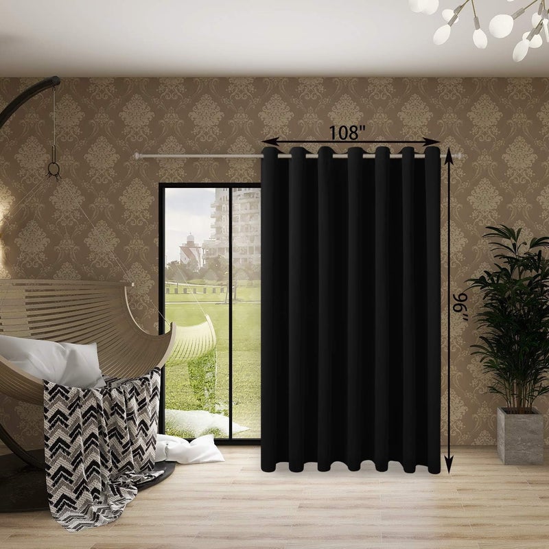 BONZER Room Divider Curtain Grommet Thermal Insulated Wide Blackout Curtains for Bedroom Living Room, 96L x 108W Inch (8L x 9W ft), 1 Panel, Black - Image 4