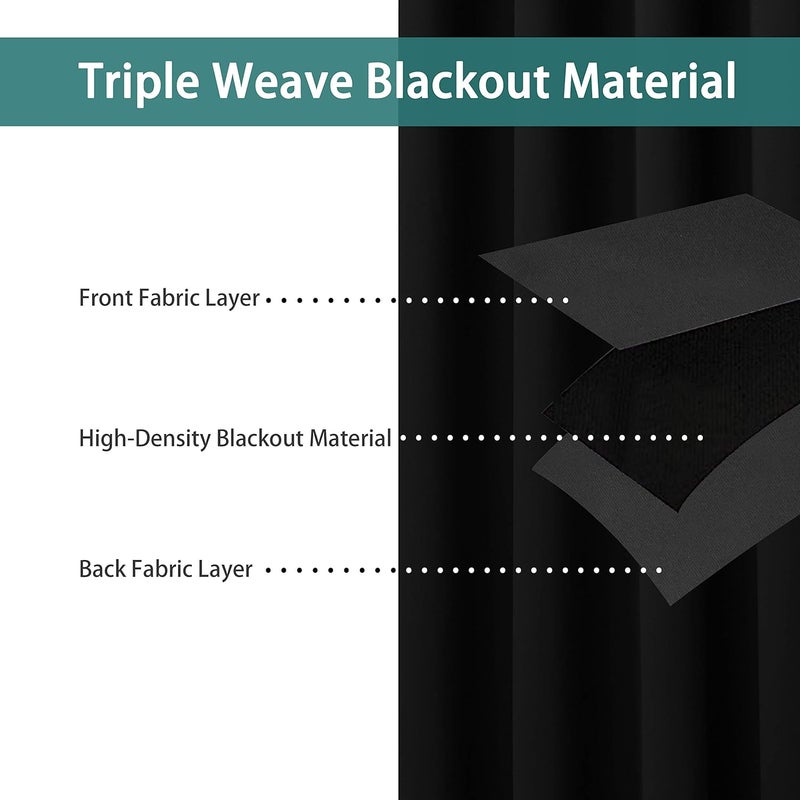 BONZER Room Divider Curtain Grommet Thermal Insulated Wide Blackout Curtains for Bedroom Living Room, 96L x 108W Inch (8L x 9W ft), 1 Panel, Black - Image 2