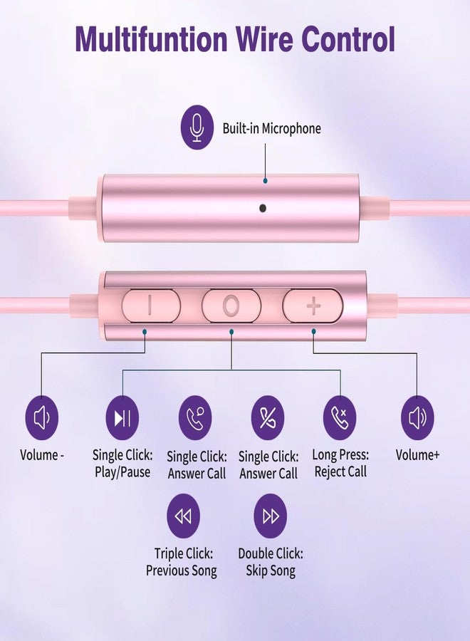 سماعات رأس USB-C لأجهزة iPhone 16 و15 Plus/Galaxy S25، سماعات أذن سلكية مع ميكروفون لأجهزة Samsung S24 وS23 وS22 وS21 وS20 FE Ultra، سماعات أذن مغناطيسية مانعة للضوضاء من النوع C لأجهزة iPad 10th/Pixel 8a، لون وردي - Image 4