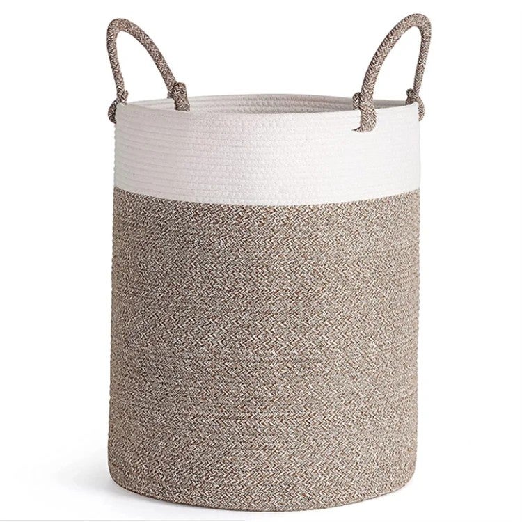 Y&D Large Cotton Rope Laundry Basket - Handmade Woven Storage Hamper with Handles - Foldable for Appliances, Size, Color Options - Image 3