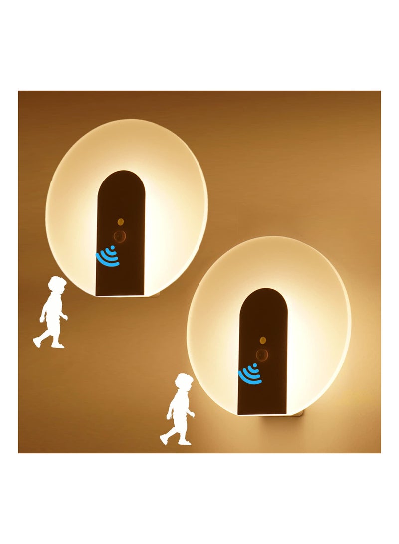 SYOSI 2Pcs Wall Lights with Motion Sensor, Portable Wall Lamp, USB Rechargeable Wall Sconce, Induction LED Night Light with Magnet, Modern Wall Socnce Lighting for Stairs Hallway - Image 1