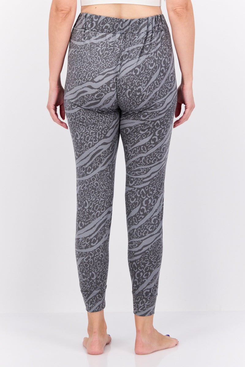 French Affair Women Allover Print Drawstring Pajamas, Grey - Image 3