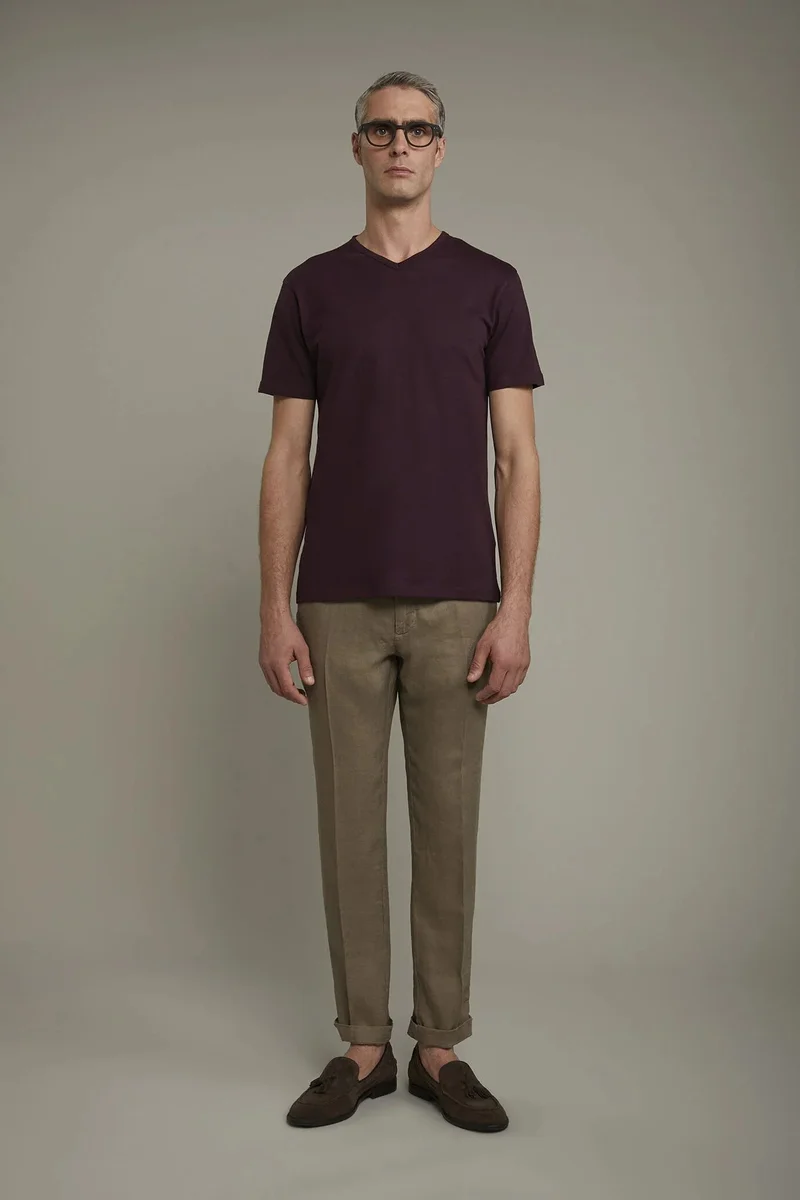 Doppelganger Regular fit Chino trousers 100% linen - LT Brown