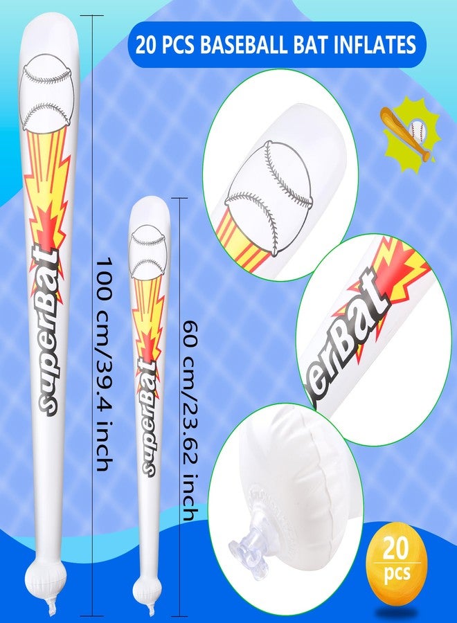 Sonarun 20 Pack Inflatable Baseball Bats 24 Inch and 40 Inch Baseball bat inflates Bulk Blow Up Baseball Bats for Summer Pool Baseball Theme Birthday Party Favors - Image 2
