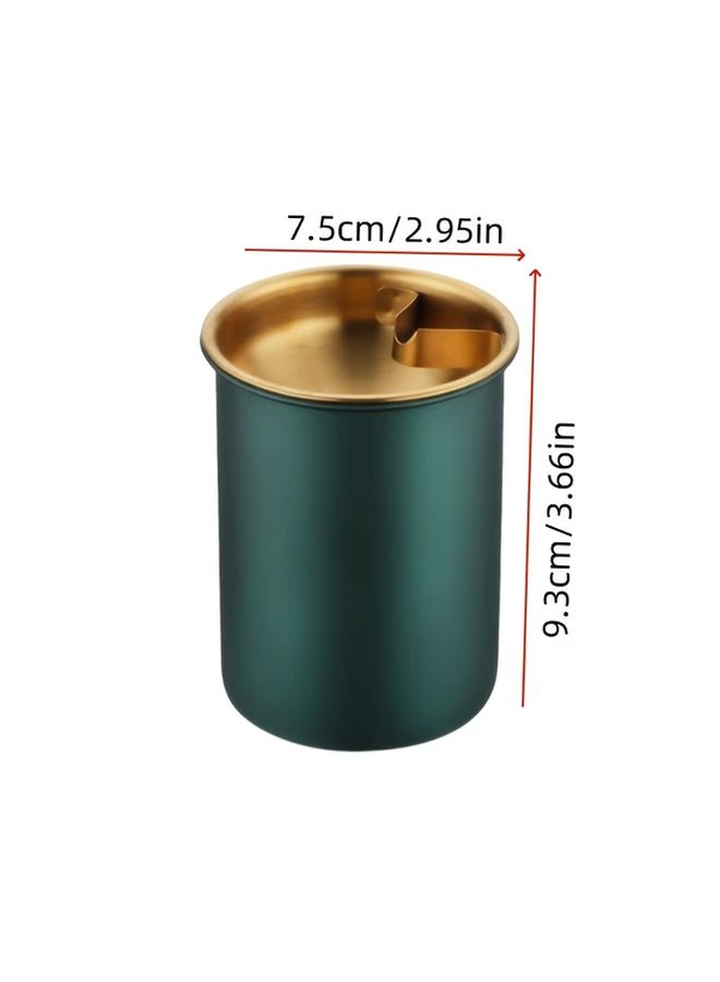 Natural Color Stainless Steel Ashtray With Anti Fly Ash Lid Heavy Duty Windproof Portable For Home Car Bar - Image 3