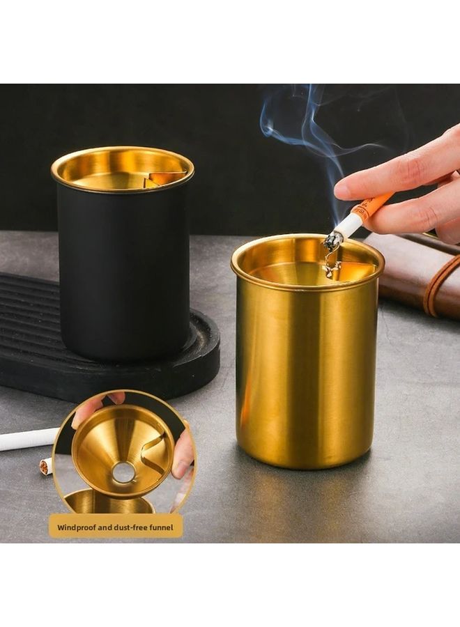 Natural Color Stainless Steel Ashtray With Anti Fly Ash Lid Heavy Duty Windproof Portable For Home Car Bar - Image 5