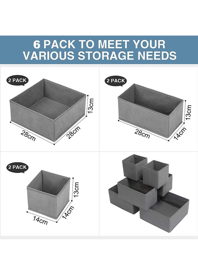 TRASSLE Foldable Cloth Storage Box, 6 Pack Underwear Drawer Organizer, Foldable Closet Organizers, Storage Dresser Drawer Dividers, Cloth Drawer Storage Organizer Boxes, for Clothes, Scarves - Image 2