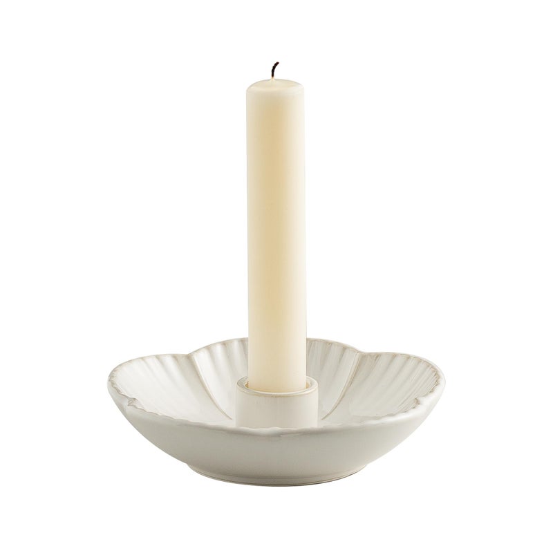 BEUNAIZER Ceramic Candle Holder, Candlestick Holder for Candles,Incense, Santo Palo, Rustic Vintage Home Decor for Halloween Christmas Weddings, Dining Room Table & Living Room Display (White) - Image 1