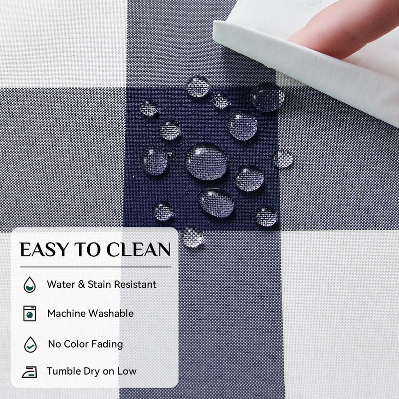 Softalker Gingham Checkered Rectangle Tablecloth - Waterproof Buffalo Plaid Table Cloth Stain Resistant Washable Table Cover for Picnic/Camping/Outdoor - Navy Blue  60 x 120 Inch - Image 3