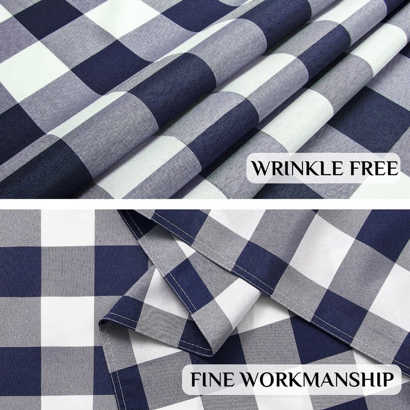 Softalker Gingham Checkered Rectangle Tablecloth - Waterproof Buffalo Plaid Table Cloth Stain Resistant Washable Table Cover for Picnic/Camping/Outdoor - Navy Blue  60 x 120 Inch - Image 4