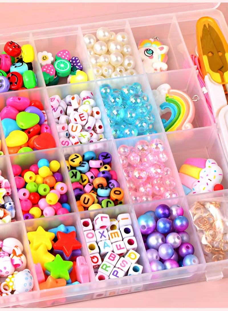 Polymer Clay Beads Bracelet Making Kit, 25 Style Animal Fruit Flower Butterfly Bunny Pony Letter Beads Charms for Jewelry Making, DIY Art and Crafts Toys Gifts for 4+ Year Old Kids - Image 3