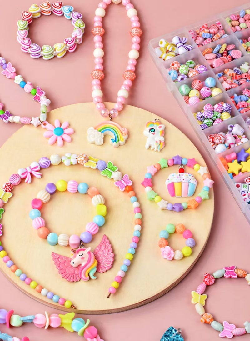 Polymer Clay Beads Bracelet Making Kit, 25 Style Animal Fruit Flower Butterfly Bunny Pony Letter Beads Charms for Jewelry Making, DIY Art and Crafts Toys Gifts for 4+ Year Old Kids - Image 4