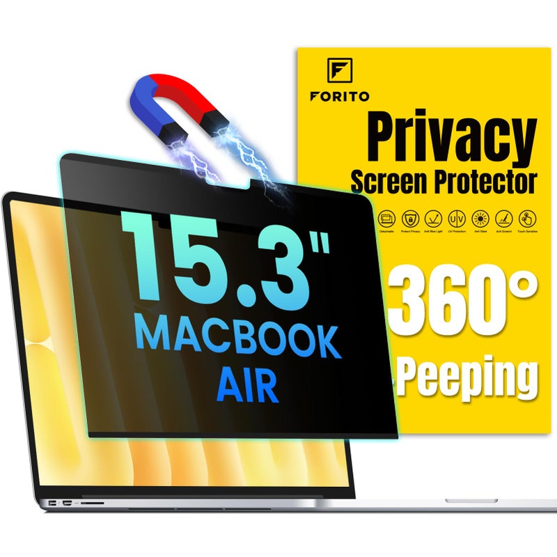 FFORITO F FORITO Magnetic Privacy Screen Protector Compatible with MacBook Air 153 inch 20262023 M2 M3 M4 M5 Removable 360 Anti Peeping Anti Blue Light Anti Glare Laptop Privacy Screen Shield - Image 2