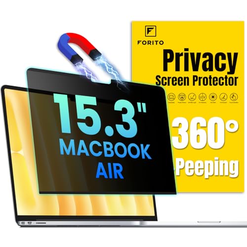 FFORITO F FORITO Magnetic Privacy Screen Protector Compatible with MacBook Air 153 inch 20262023 M2 M3 M4 M5 Removable 360 Anti Peeping Anti Blue Light Anti Glare Laptop Privacy Screen Shield - Image 1