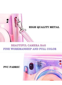 XiuWoo Instant Camera Case Compatible with for Instax Mini 11/9/8, PU Leather Bag Adjustable Shoulder Strap, Illusion-colour (Transparent Illusion), transparent illusion, Pack Strap  - Image 2