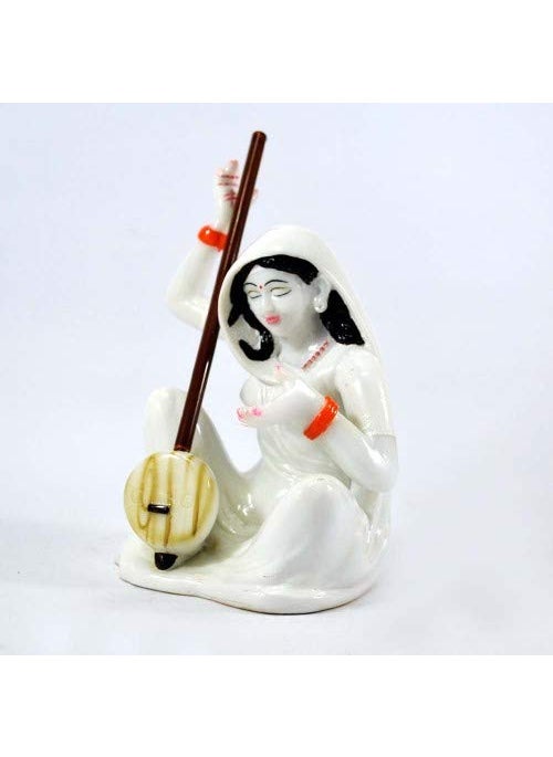SN Handicrafts SN Handicrafts Resin Meera Bai Playing Instrument Showpiece Standard Multicolor  - Image 1